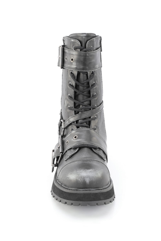 Valor-220 - Mid-Calf Silver Rub-Off Combat Boots - Unisex