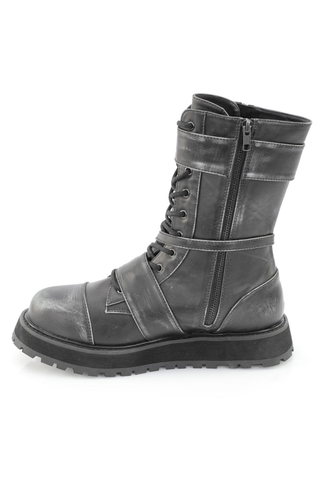 Valor-220 - Mid-Calf Silver Rub-Off Combat Boots - Unisex