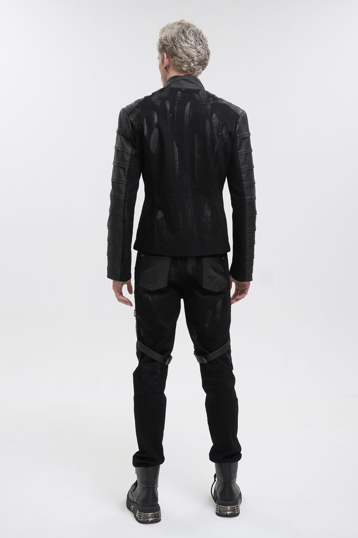 Rear view of Devil Fashion CT200 jacket featuring ghost-textured back and shoulder paneling