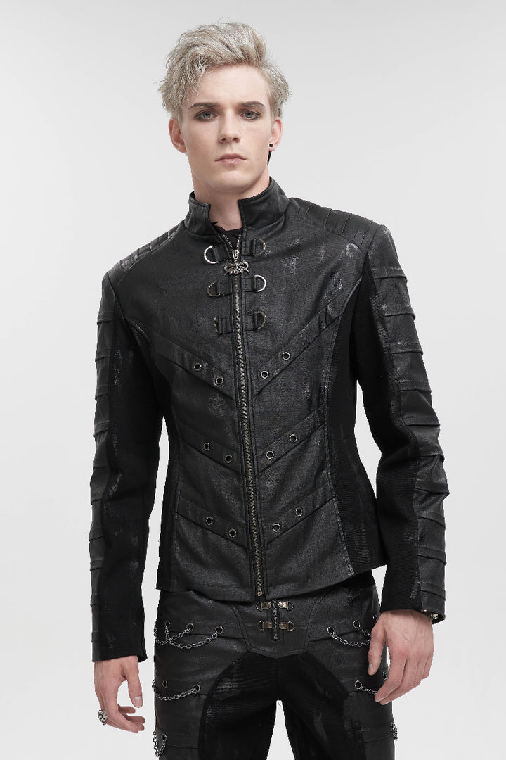 Model wearing Devil Fashion CT200 jacket (NX-47 Urban Ops), front view with structured fit and tactical design