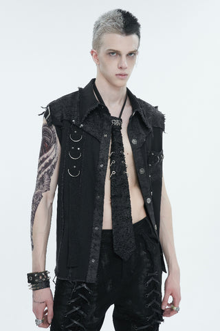 devil-fashion sht102 sleeveless gothic shirt open front view