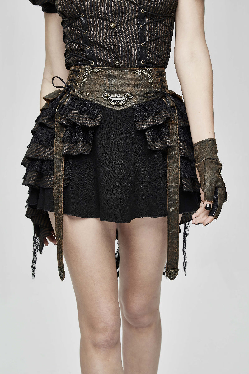 devil-fashion sk107 steampunk mini skirt