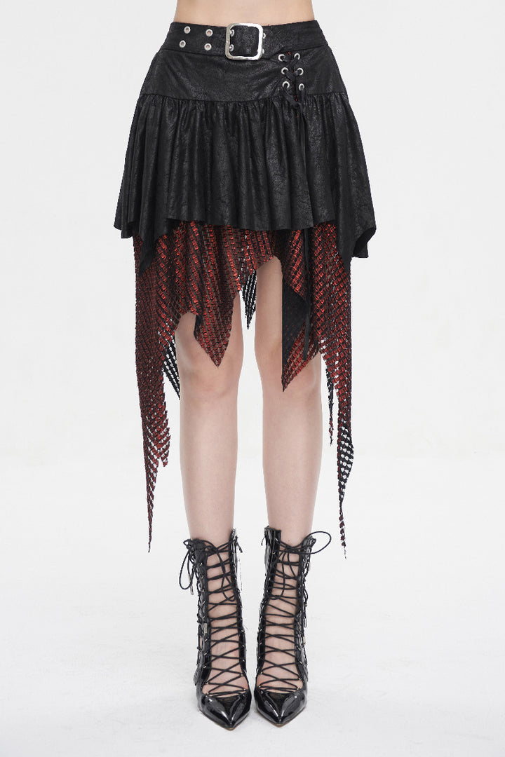 devil fashion skt18002 black red vamp asymmetric skirt