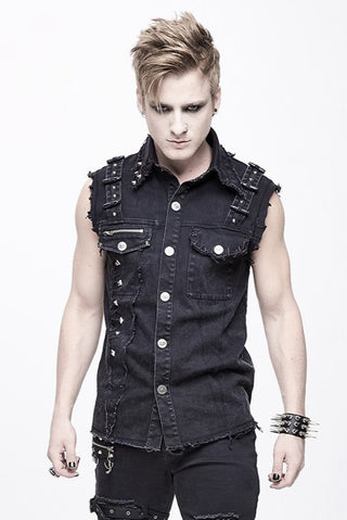 devil fashion wt-045 sleeveless denim punk top