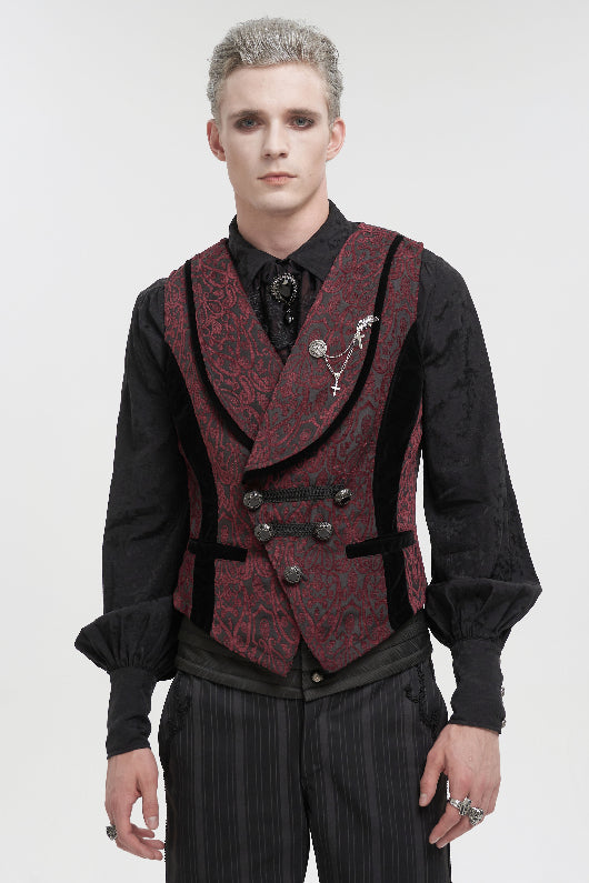 Vampire Gothic Victorian Steampunk Style Red Vest Waistcoat