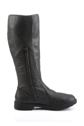 Funtasma Gotham-109 inner side view black Victorian knee-high boot with zipper closure on white background