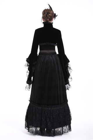 Back view of Gothic bolero with layered lace and structured collar
