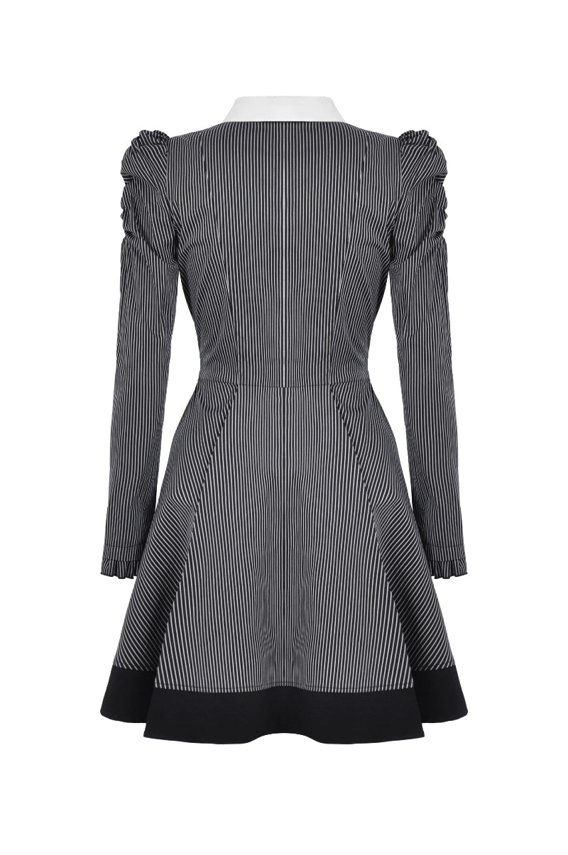 Striped Gothic mini dress – back view