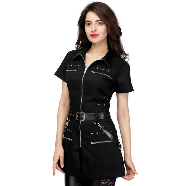 gothic style police mini dress