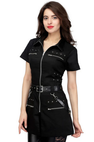 gothic style police mini dress