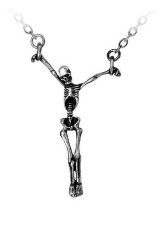 Lost Soul polished pewter skeleton necklace on split chain