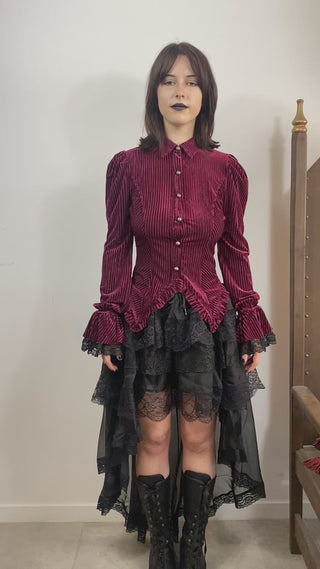 owf model wears punk rave wy-1041 red blouse