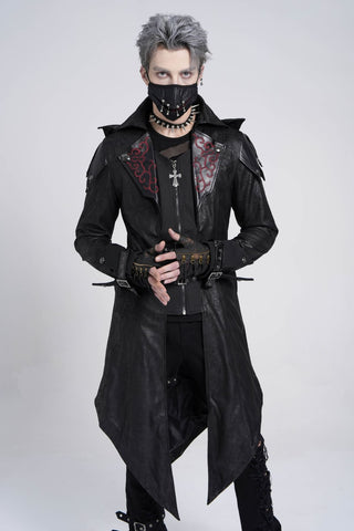 Model wearing Devil Fashion CT06901 demonstrates hooded trench coat, showing hoodie style and how the garment moves while worn.