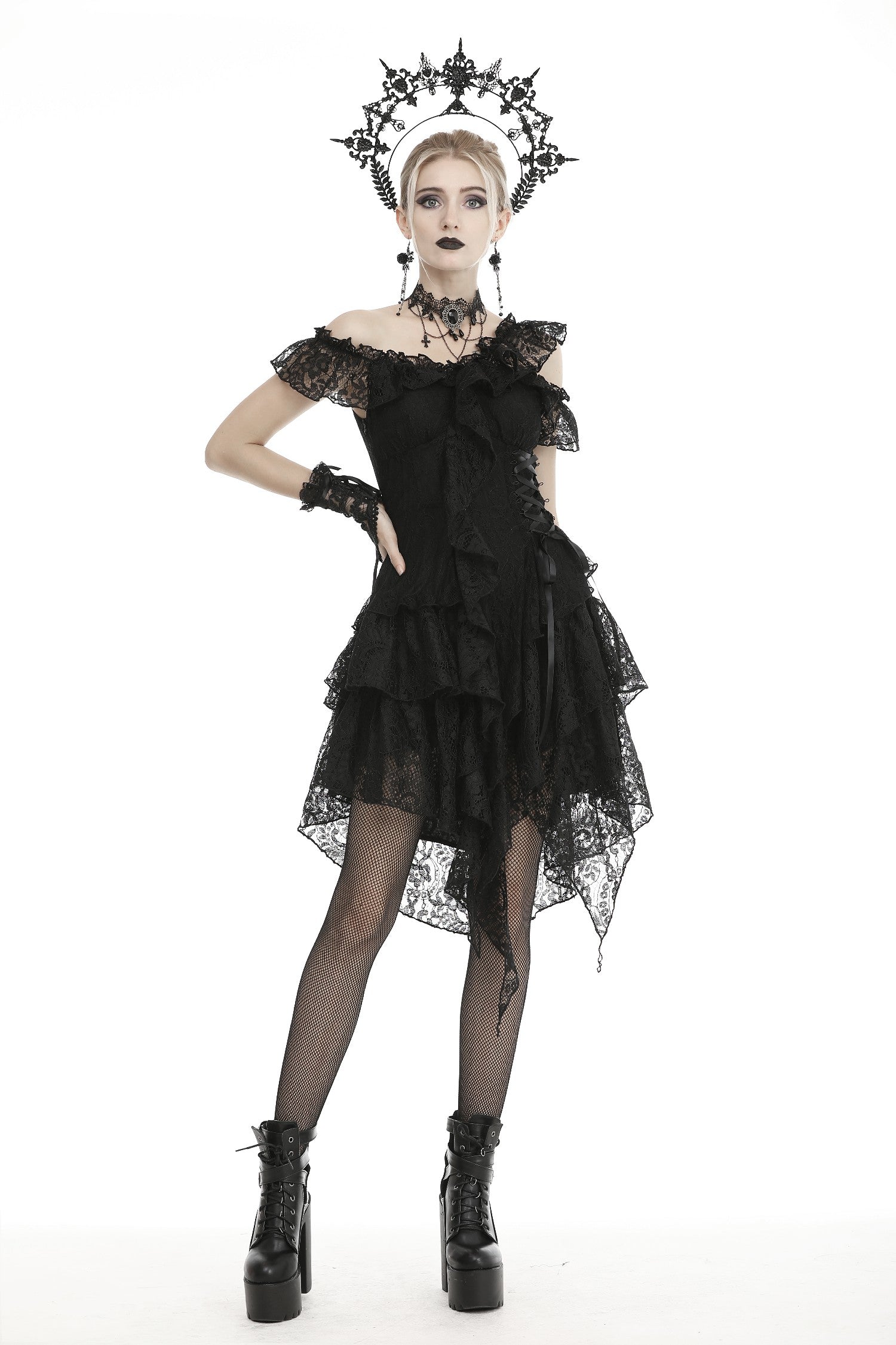 Dark in Love DW466 Gothic Vampire Punk Mini Asymmetric Dress Dark in Love DW466 Gothic Vampire Punk Mini Asymmetric Dress