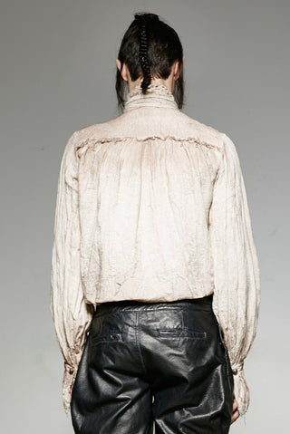 Back view of Punk Rave Drowned Mariner Shirt showing gathered shoulder detail and aged fabric texture