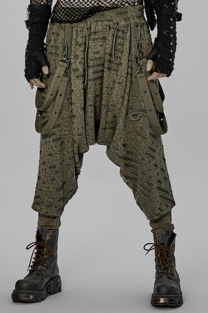punk rave wk-525 green post jogger style pants