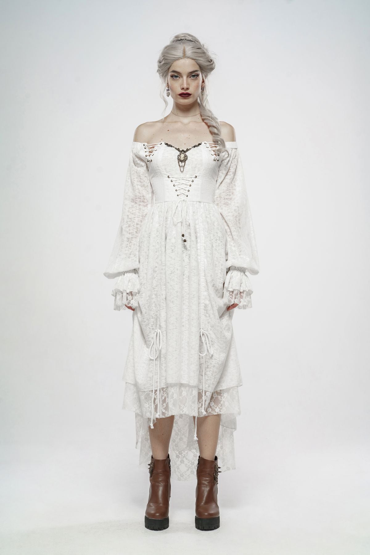 White Gothic Off-Shoulder Lace Bridal Dress White Gothic Off-Shoulder Lace Bridal Dress