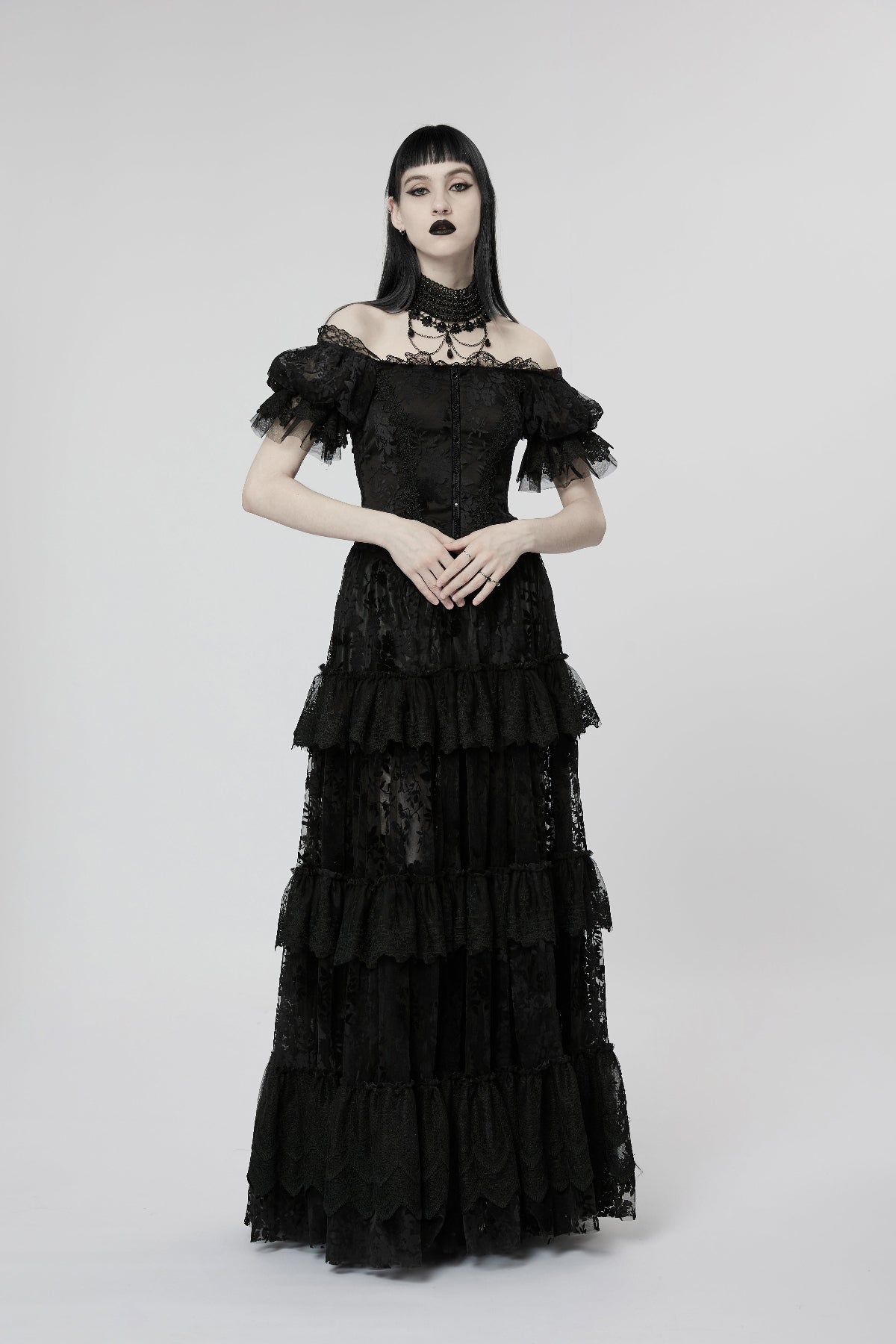 Punk Rave WQ-613 in Black Romantic Gothic Victorian Ball Gown