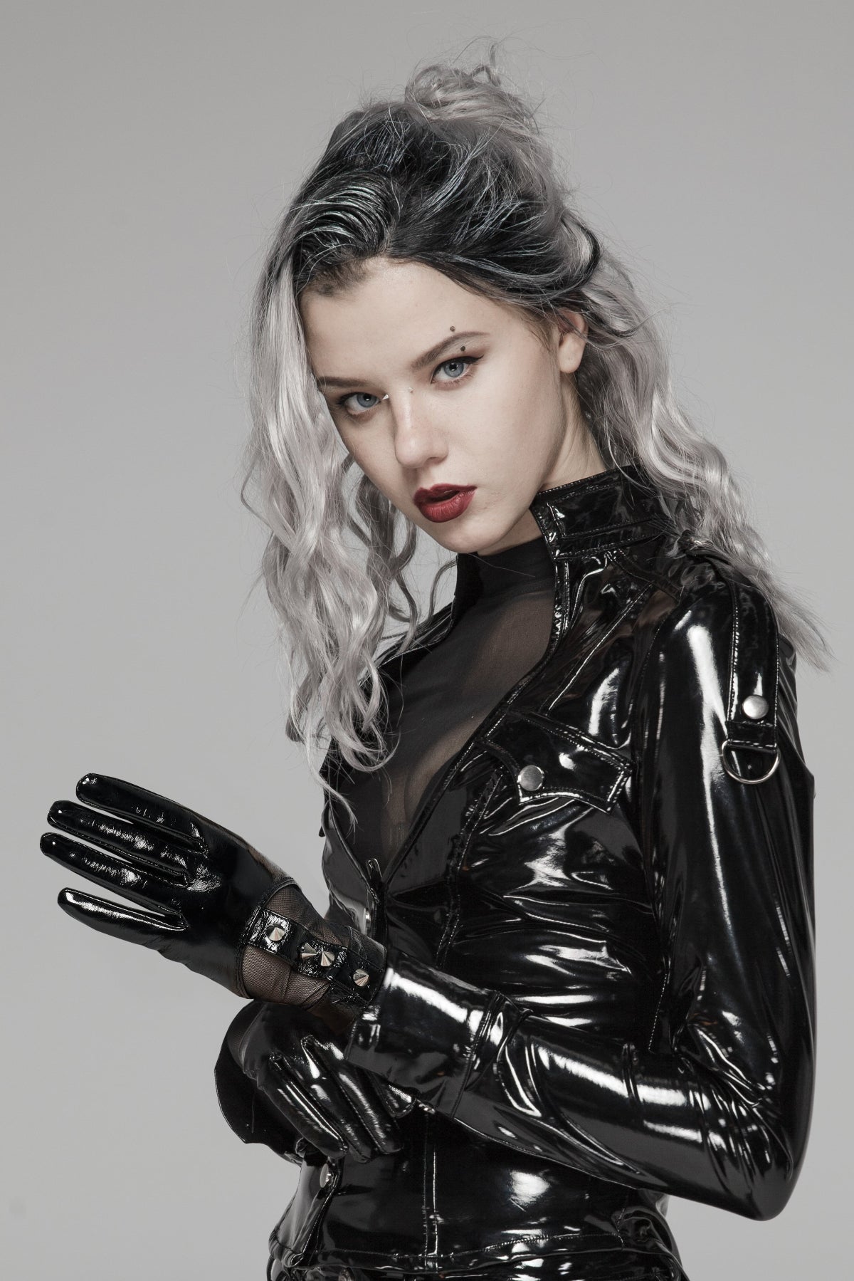 leather dress and gloves Dominella Leather Look Gloves