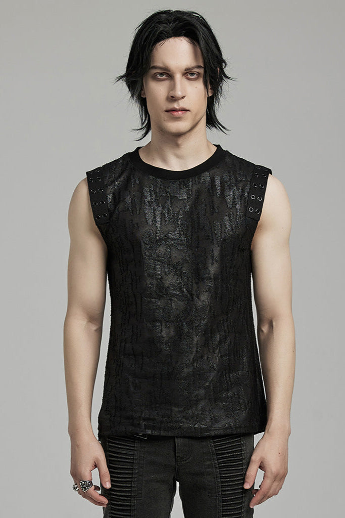 punk rave wy-887 black sleeveless top
