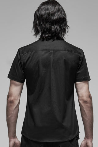 Back view of men’s black gothic short sleeve shirt