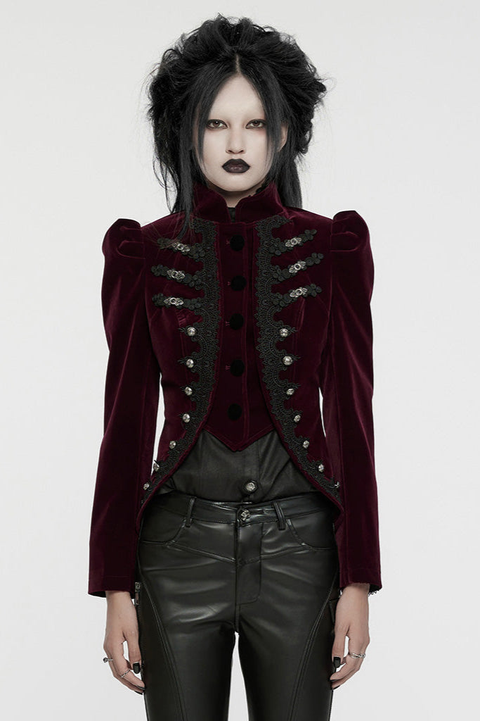 Victorian style red velvet short jacket