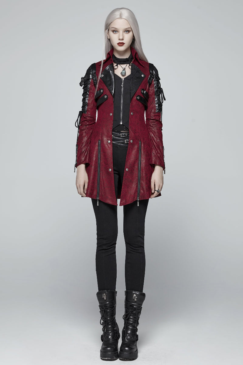 punk rave y-349 red female punk jacket