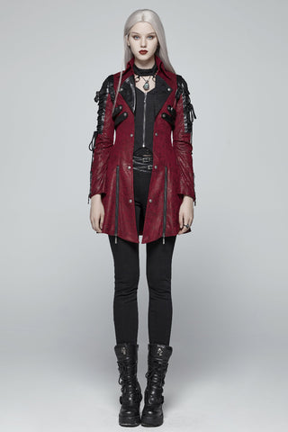 punk rave y-349 red female punk jacket