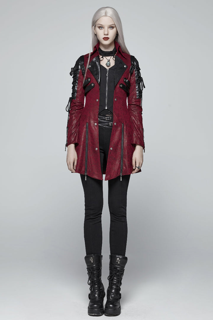 punk rave y-349 red female punk jacket