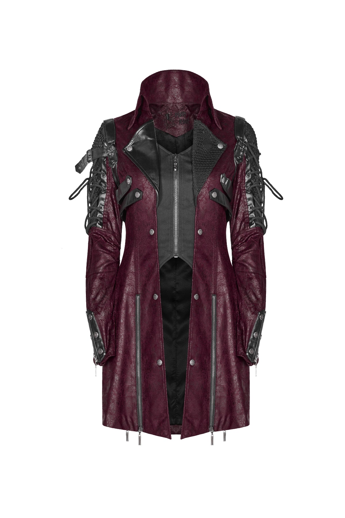 Monsterparty punkrave コート PUNK RAVE Gothic Leather Belts Crimp Shoulder Zip-lined Men