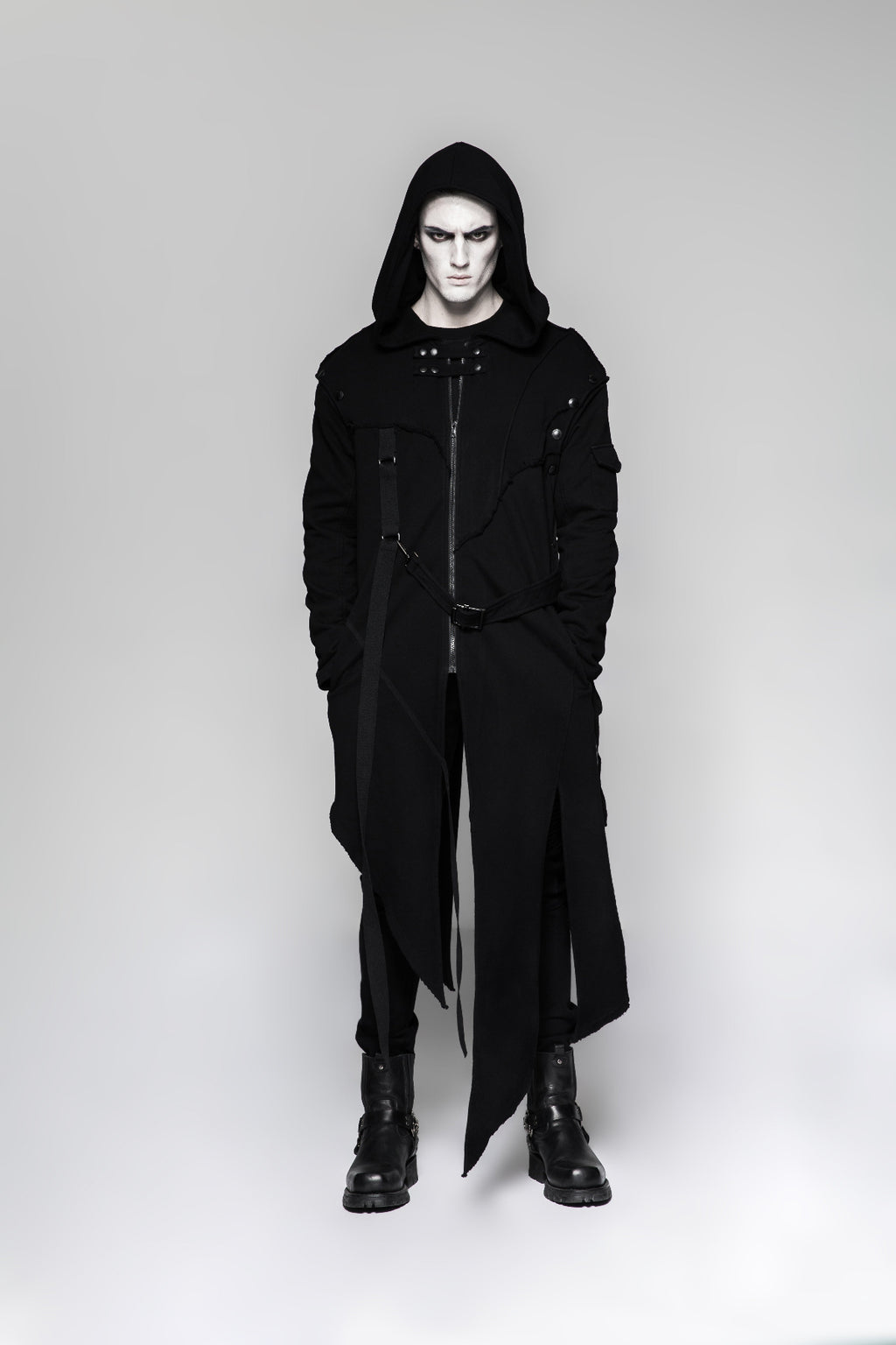 Post Apocalyptic Gothic Punk Cyberpunk Style Wraith Hood Men's Coat ...