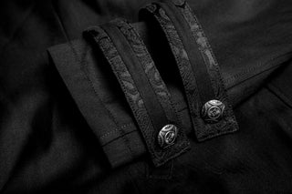 Victorian gothic jacket cuff detail with straps and metal buttons
