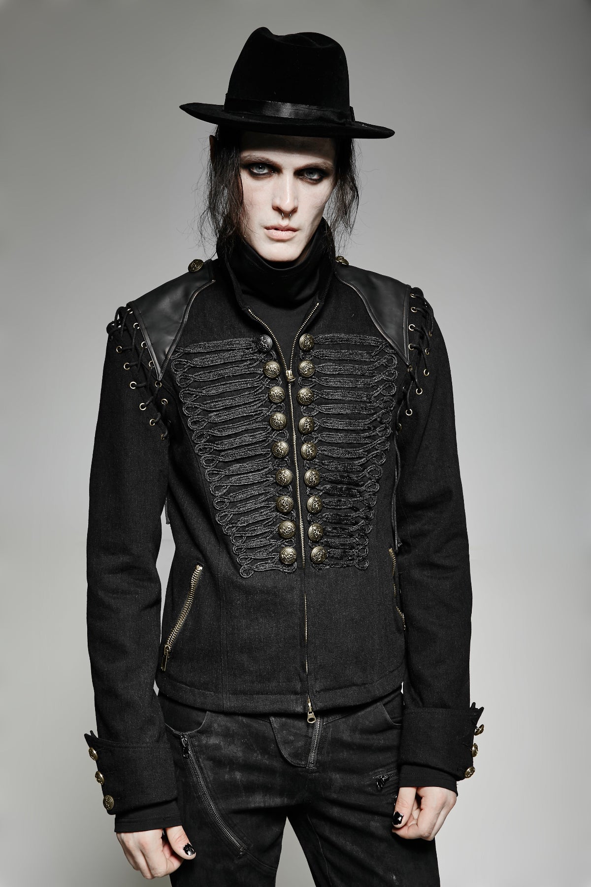 Gothic Punk Military Steampunk Style Short Jacket with Shoulder