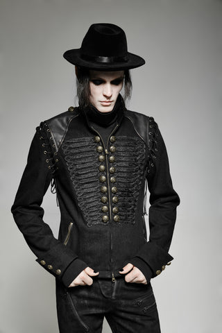 punk rave y-721 military style short jacket with shoulder epaulets