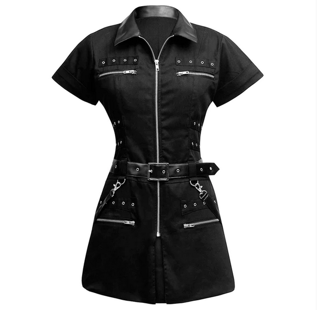 punk style police mini dress