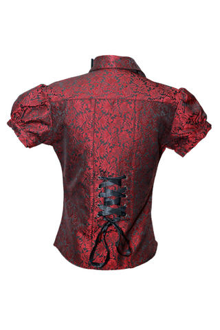 red gothic victorian blouse corsety back