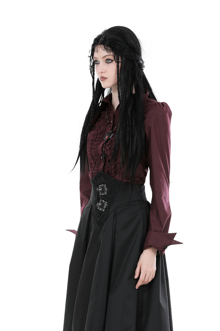 Lady Anabel Red Ruffled Blouse