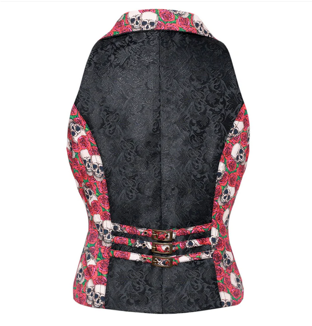 skull rose punk style vest