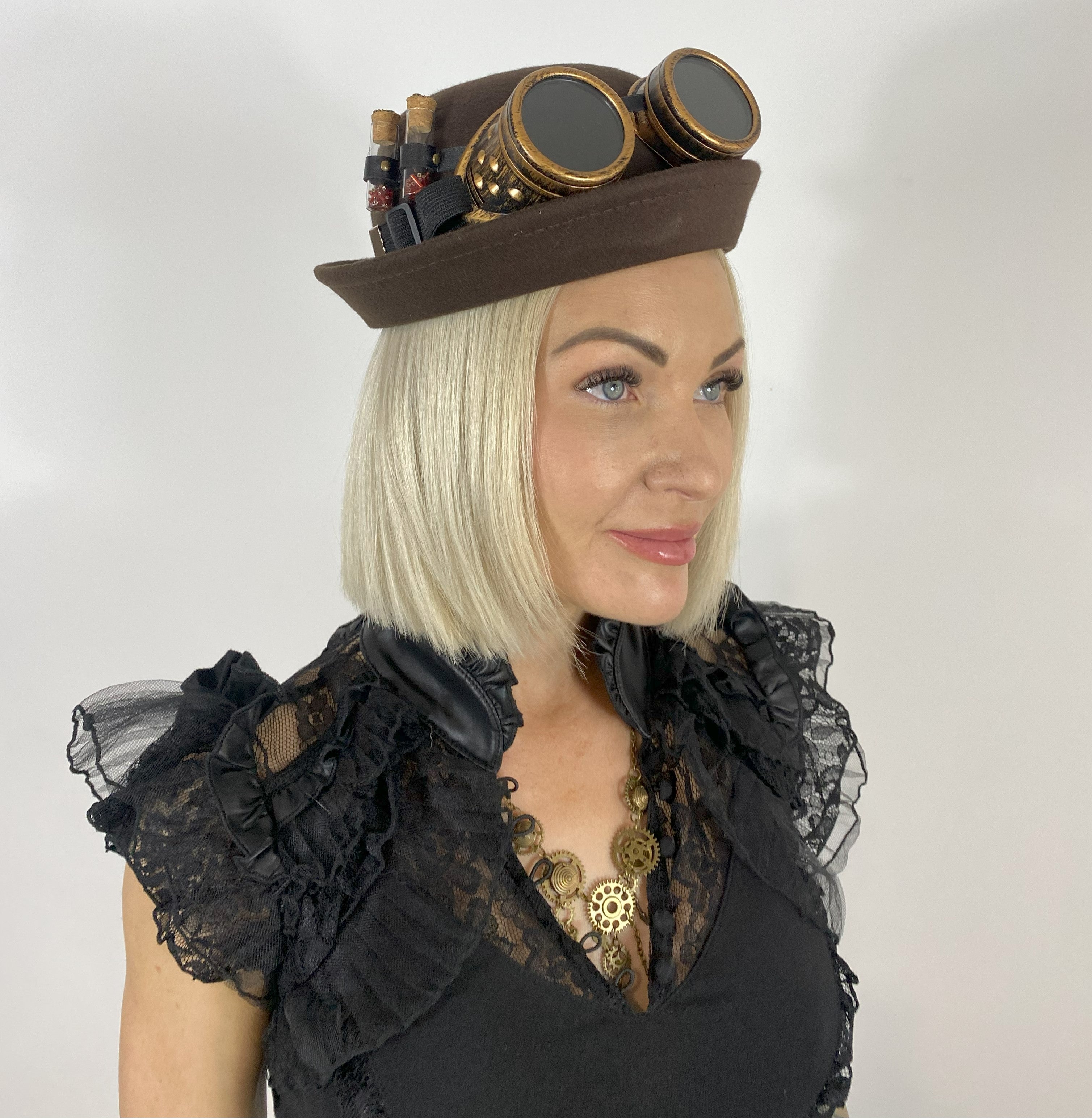 Costume Black Bowler Hat Womens Steampunk Bowler Hat – OtherWorld