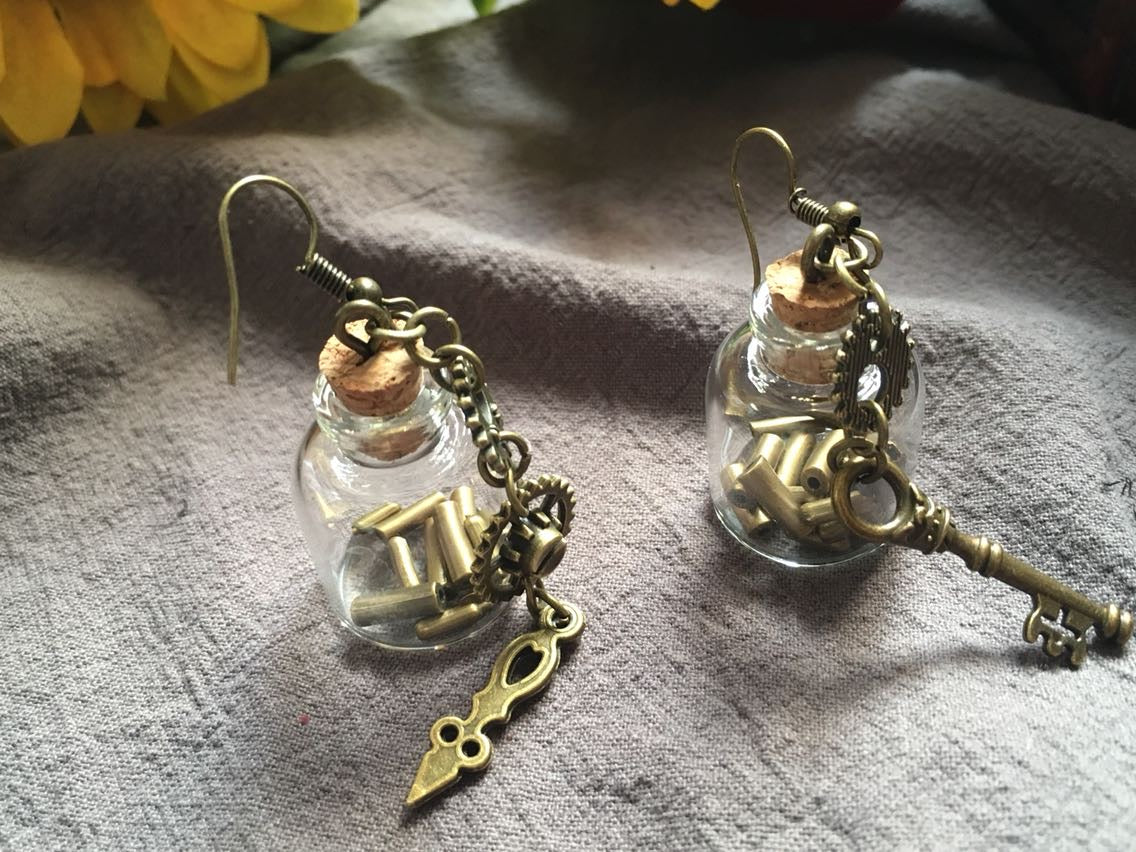 steampunk glass earrings
