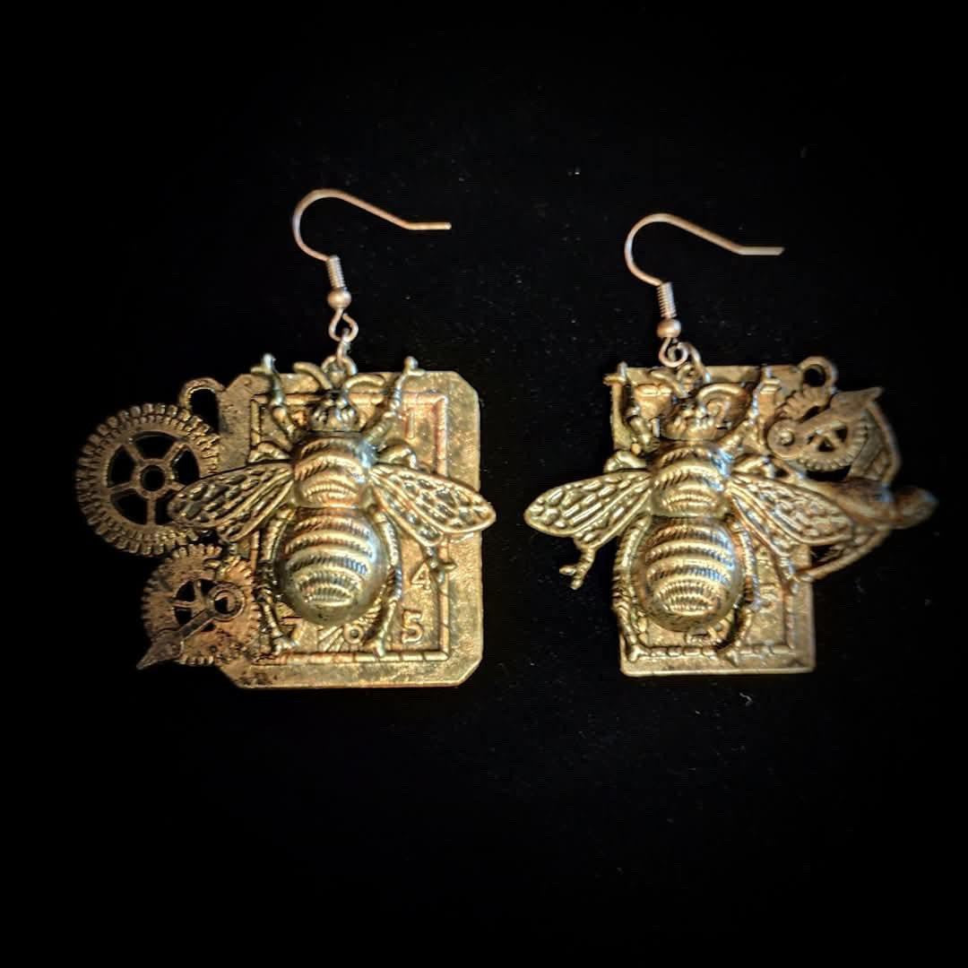 The Golden Hive Relic Steampunk Earrings