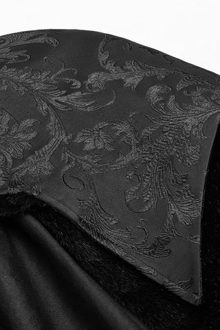 Textured black fabric with baroque pattern used in Gothic cloak