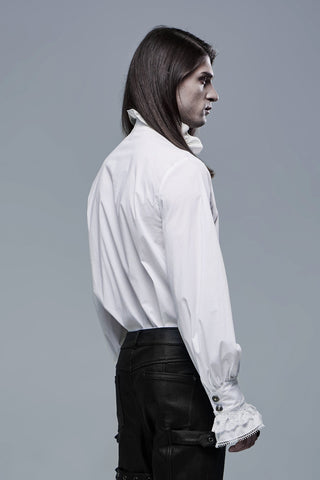 Men's white Gothic shirt rear side view