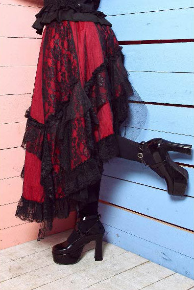 Elegant Asymmetric Skirt Red