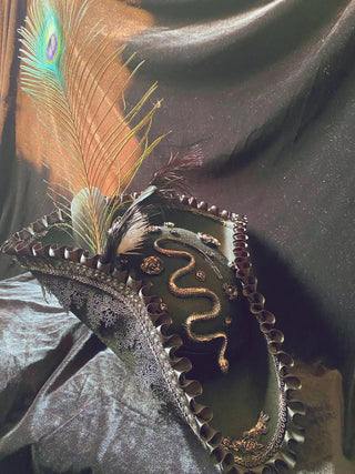 Black Pirate hat with snake