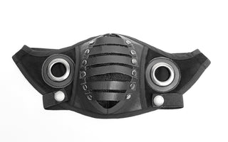 Black ribbed face mask with metal rivets