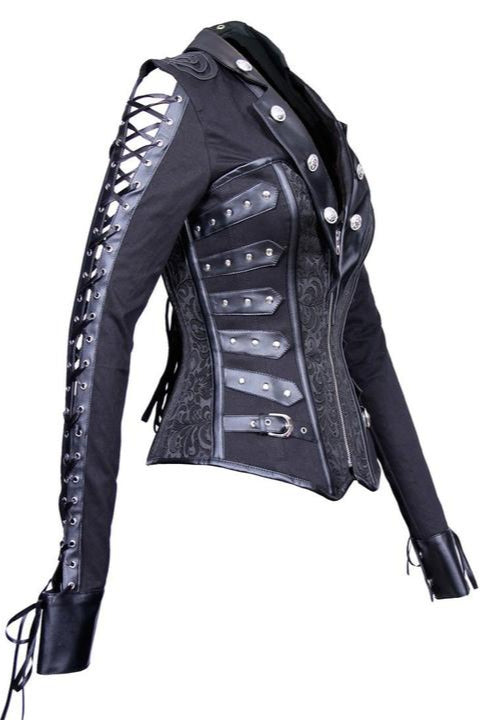 military corset jacket side view