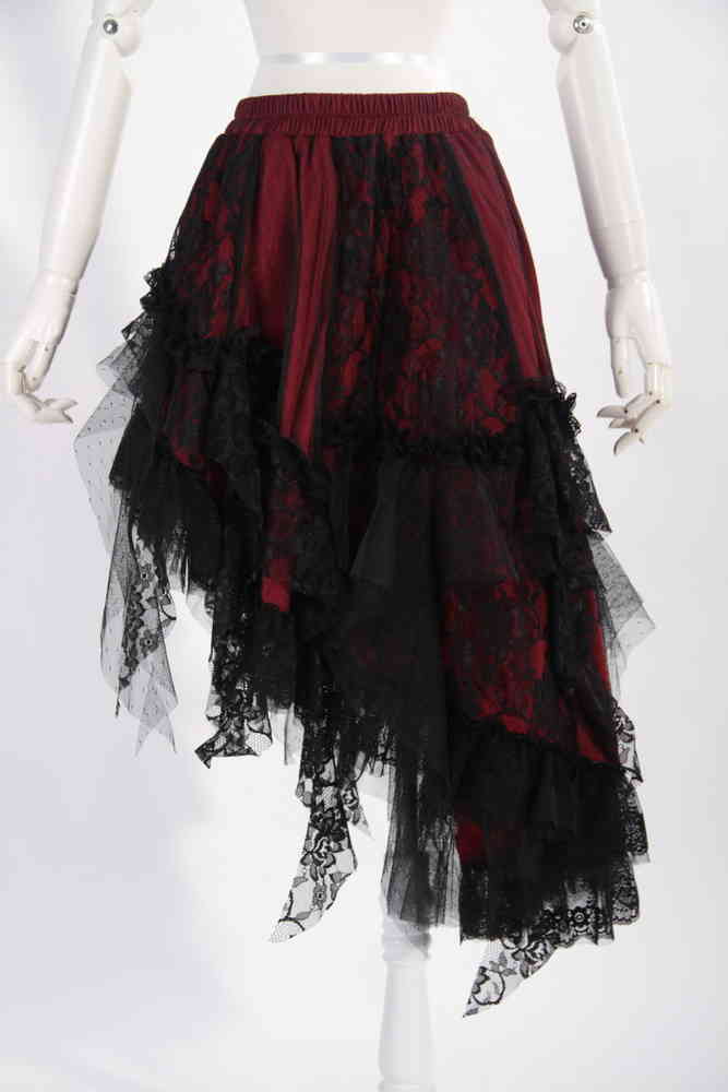Elegant Asymmetric Skirt Red