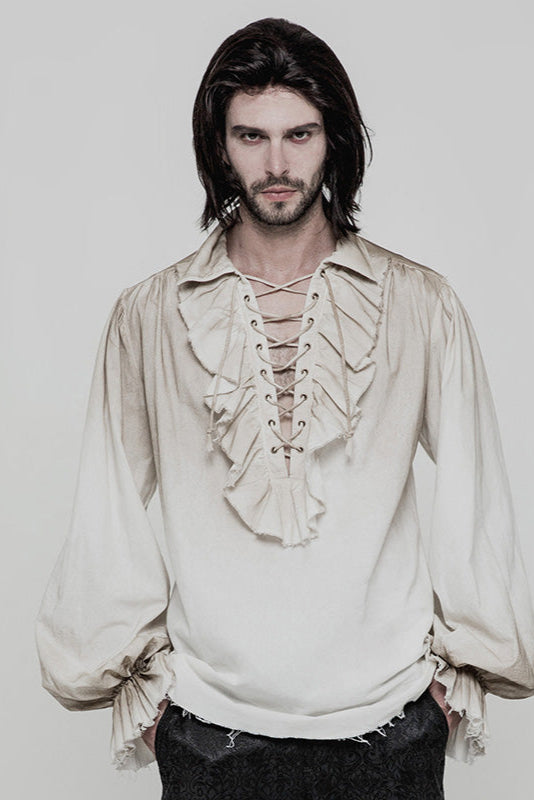 pirate shirt white punk rave wy-873 