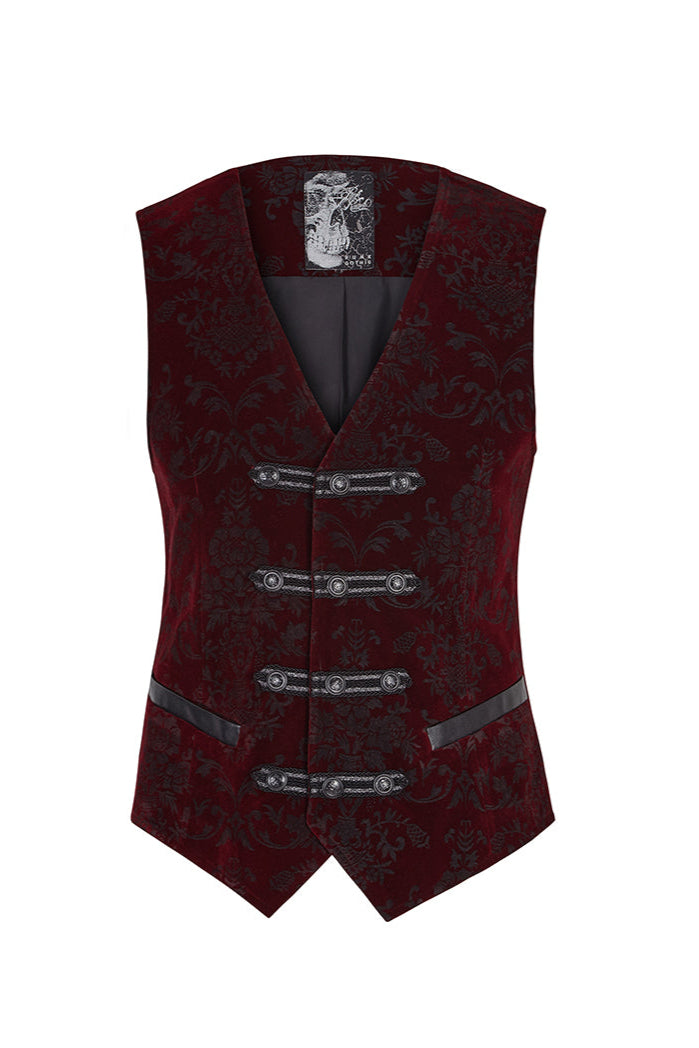 red victorian vest for menpunk rave y-813